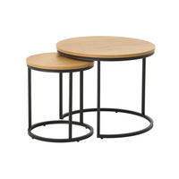 BEISTELLTISCHSET rund Eichefarben  - Eichefarben/Schwarz, Basics, Holzwerkstoff/Metall (40-60/40-60/45-50cm) - Xora