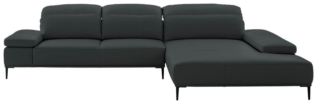 ECKSOFA  in Echtleder Schwarz  322/206 cm  - Schwarz, MODERN, Leder/Metall (322/206cm) - Chilliano