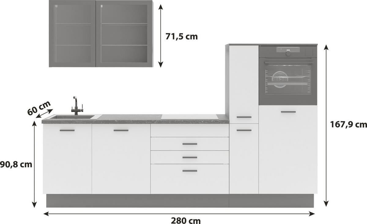 KÜCHENLEERBLOCK   in Schwarz, Beige  - Beige/Schwarz, Basics, Glas/Holzwerkstoff (280/214/60cm) - P & B