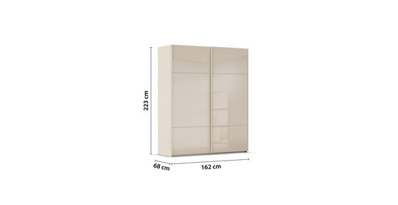 SCHWEBETÜRENSCHRANK 162/223/68 cm 2-türig Champagner - Champagner, KONVENTIONELL, Glas/Holzwerkstoff (162/223/68cm) - Novel