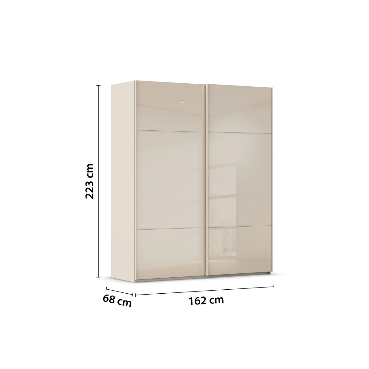 SCHWEBETÜRENSCHRANK  in Champagner  - Champagner, KONVENTIONELL, Glas/Holzwerkstoff (162/223/68cm) - Novel
