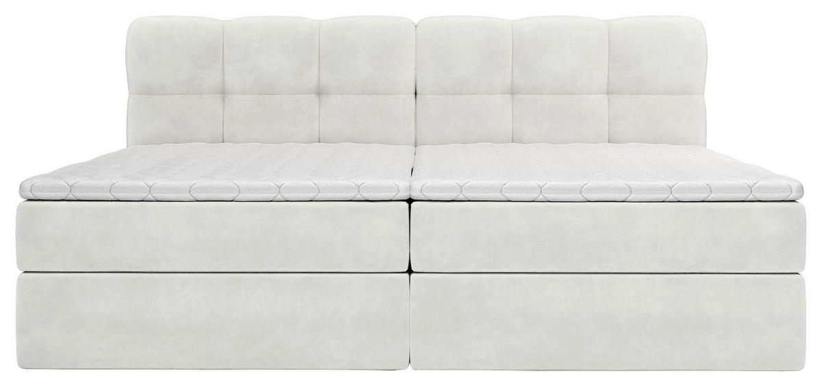 BOXBETT 240/200 cm,  in Creme, Matratze, Bettkasten, Topper, H3 = fest  - Creme/Schwarz, KONVENTIONELL, Kunststoff/Textil (240/200cm) - Chameo