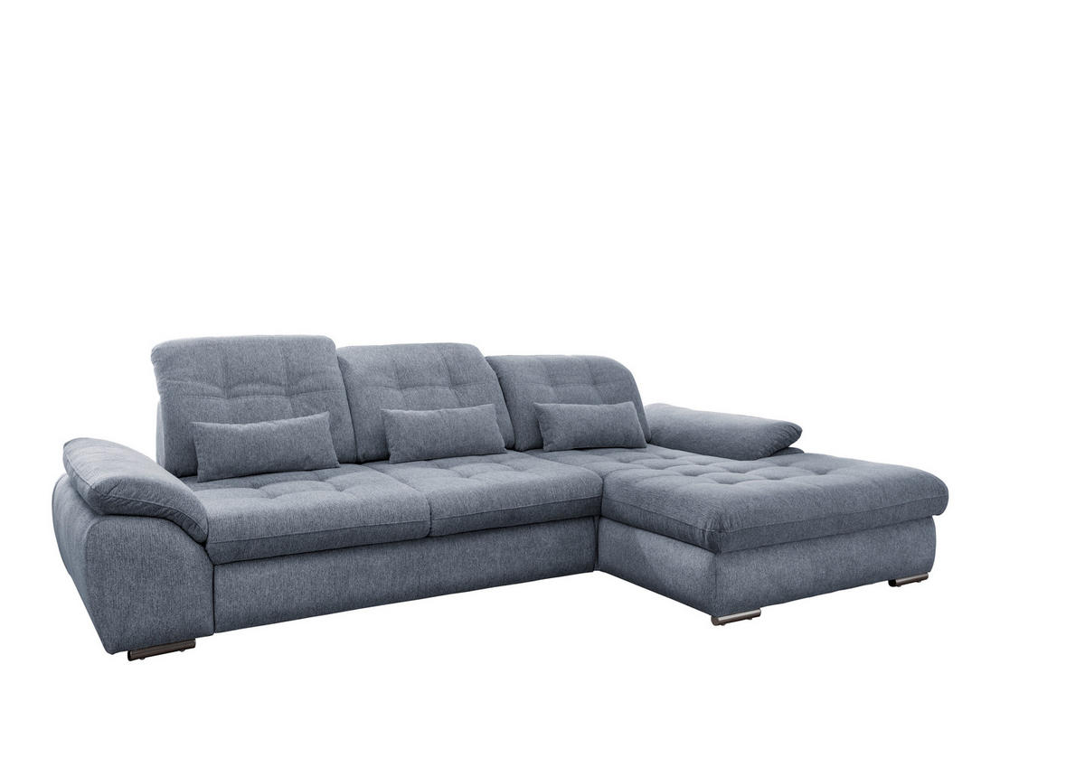 ECKSOFA in Chenille Hellblau  - Chromfarben/Anthrazit, Modern, Textil/Metall (314/184cm) - Livetastic