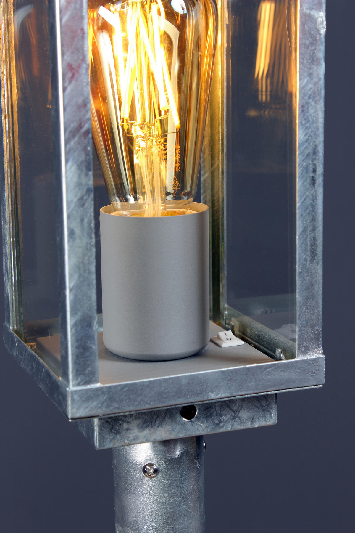WEGELEUCHTE Karo   - Klar/Zinkfarben, Basics, Glas/Metall (100/11/11cm)