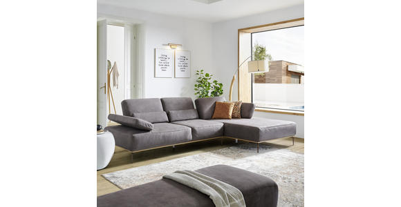 WOHNLANDSCHAFT Braun Flachgewebe - Beige/Braun, Design, Textil/Metall (298/178cm) - Valnatura