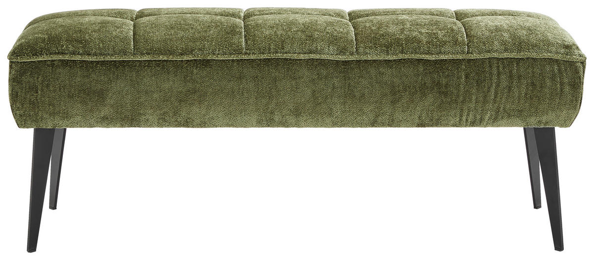 SITZBANK 133/54/47 cm Webstoff Olivgrün Metall  - Schwarz/Olivgrün, MODERN, Textil/Metall (133/54/47cm) - Welnova