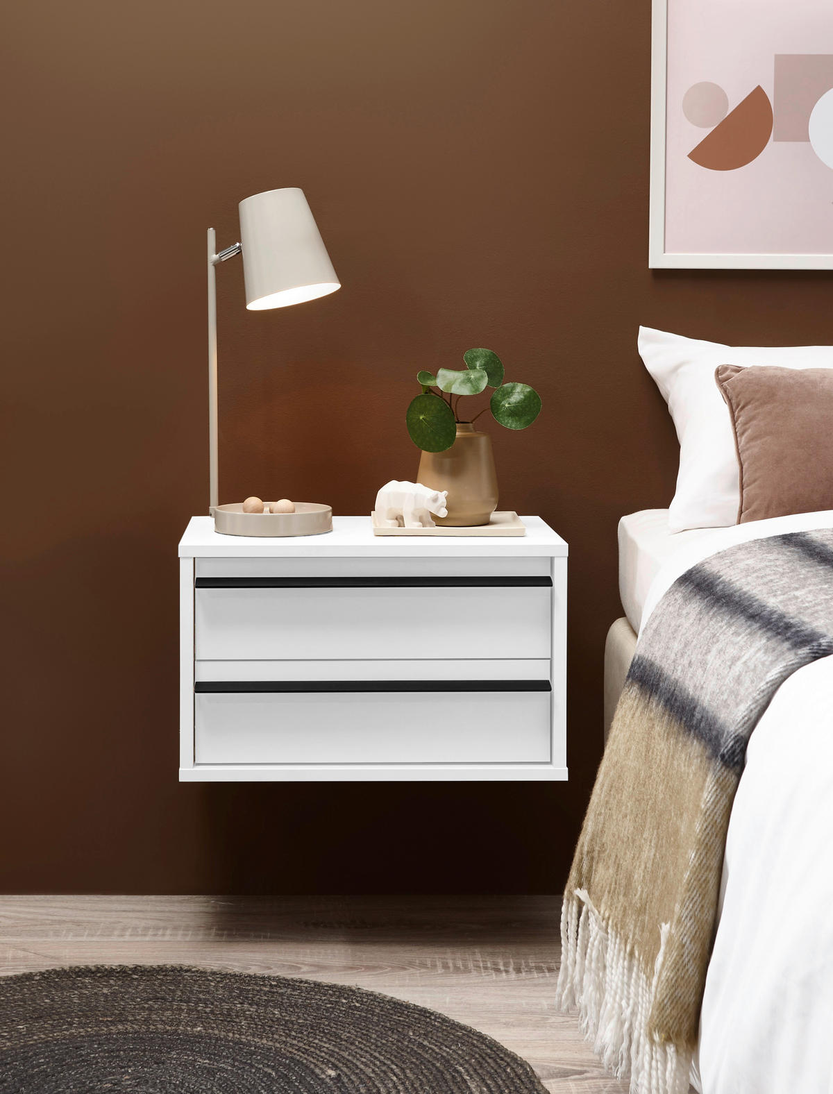 NACHTKÄSTCHEN 50/31/34 cm  in Weiß  - Schwarz/Weiß, KONVENTIONELL, Holzwerkstoff/Metall (50/31/34cm) - Chameo