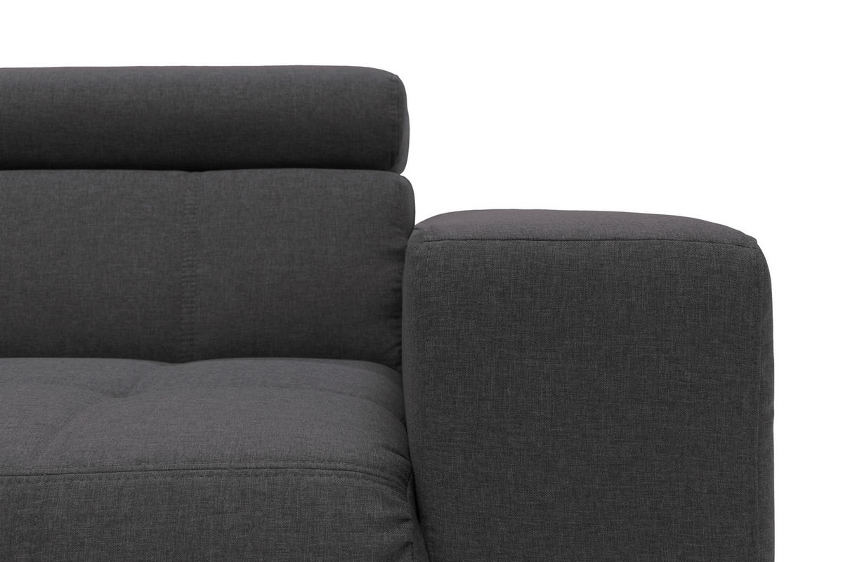 ECKSOFA Braun, Schwarz Webstoff  - Schwarz/Braun, Design, Textil/Metall (175/292cm) - MID.YOU
