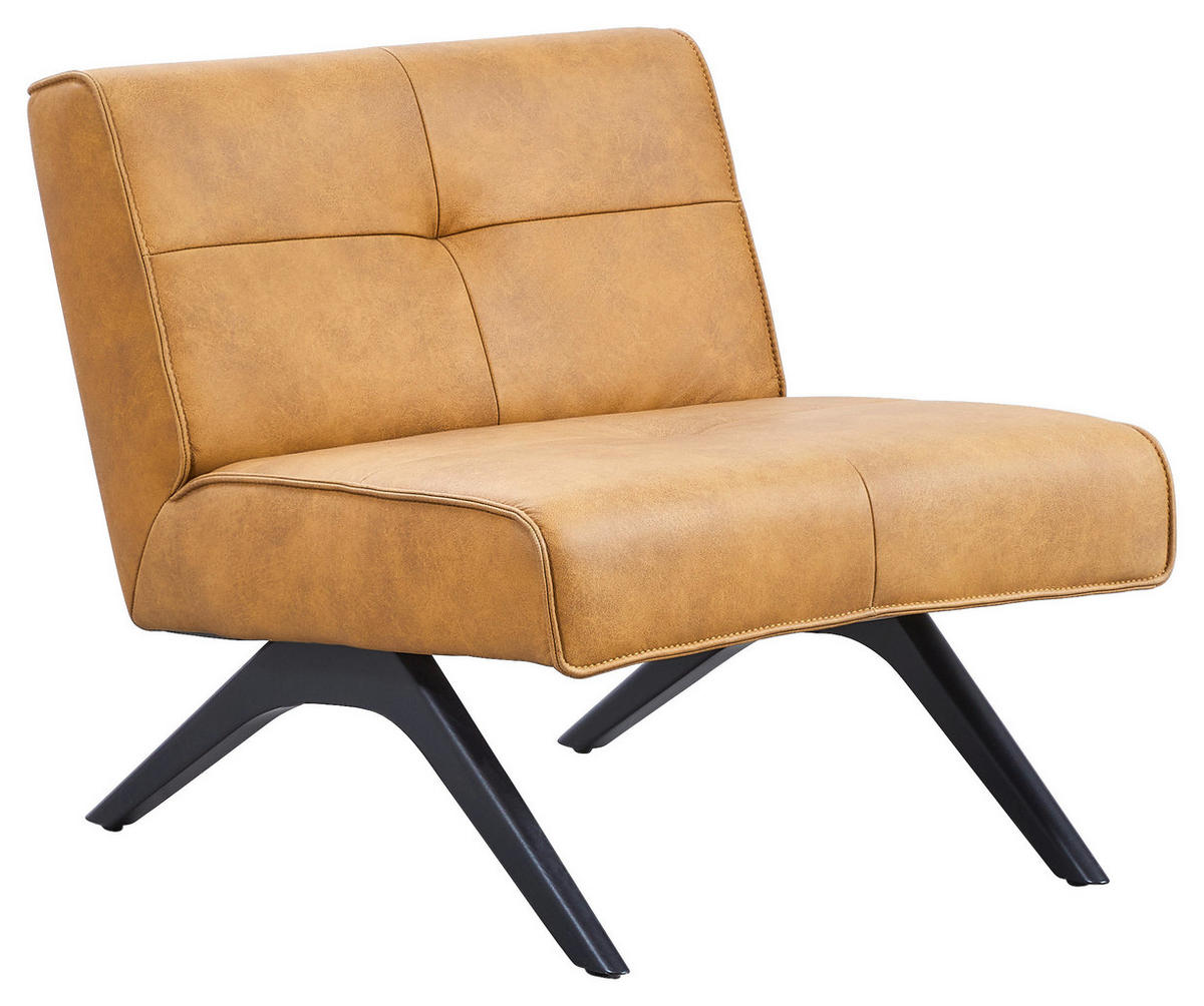 SESSEL Echtleder Currygelb    - Currygelb/Schwarz, Design, Leder/Holz (74/72/83cm) - Joop!