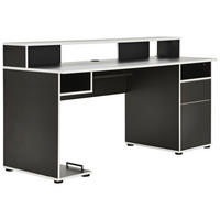GAMINGTISCH 170/65/92 cm Schwarz, Weiß Kabeldurchlass, Stauraum  - Schwarz/Weiß, MODERN, Holzwerkstoff (170/65/92cm) - Novel
