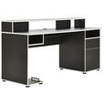 GAMINGTISCH 170/65/92 cm Schwarz, Weiß Kabeldurchlass, Stauraum  - Schwarz/Weiß, MODERN, Holzwerkstoff (170/65/92cm) - Novel