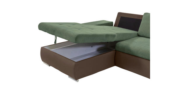 ECKSOFA  in Flachgewebe Braun, Olivgrün  175/271 cm  - Braun/Olivgrün, Design, Kunststoff/Textil (175/271cm) - Xora
