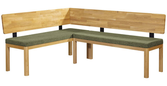 ECKBANK 171/248 cm Webstoff Grün, Eichefarben Eiche vollmassiv   - Eichefarben/Grün, KONVENTIONELL, Holz/Textil (171/248cm) - Linea Natura