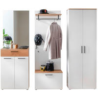 GARDEROBE 5-teilig  in 220/198/29 cm  - Wildeiche/Weiss, Design, Holz/Holzwerkstoff (220/198/29cm) - Moderano