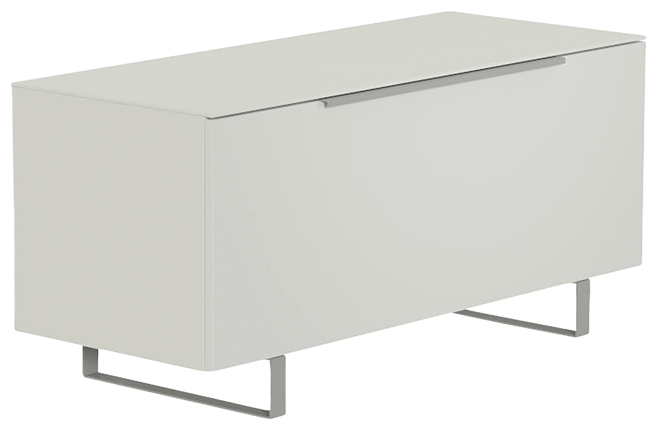 LOWBOARD Weiss, Alufarben  110/66/45 cm  - Weiss/Alufarben, Design, Glas/Holzwerkstoff (110/66/45cm) - Moderano