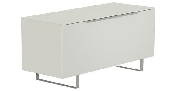 LOWBOARD Weiß, Alufarben  110/66/45 cm  - Alufarben/Weiß, Design, Glas/Holzwerkstoff (110/66/45cm) - Moderano