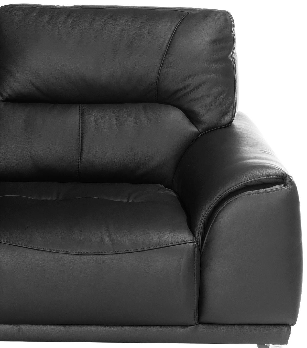 2-SITZER-SOFA in Lederlook Schwarz  - Chromfarben/Schwarz, Modern, Textil/Metall (166/92/96cm) - MID.YOU