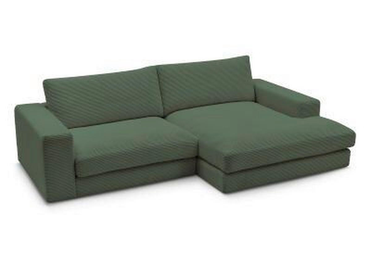 ECKSOFA  LEONARD Dunkelgrün Cord  - Dunkelgrün/Schwarz, MODERN, Kunststoff/Textil (274/159cm)