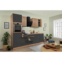 MODULKÖK 280 cm   i grå, ekfärgad  - grå/ekfärgad, Basics, trämaterial (280cm) - Respekta