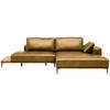 ECKSOFA  in Echtleder Senfgelb  304/201 cm  - Senfgelb/Schwarz, Design, Leder/Metall (304/201cm) - Belluti
