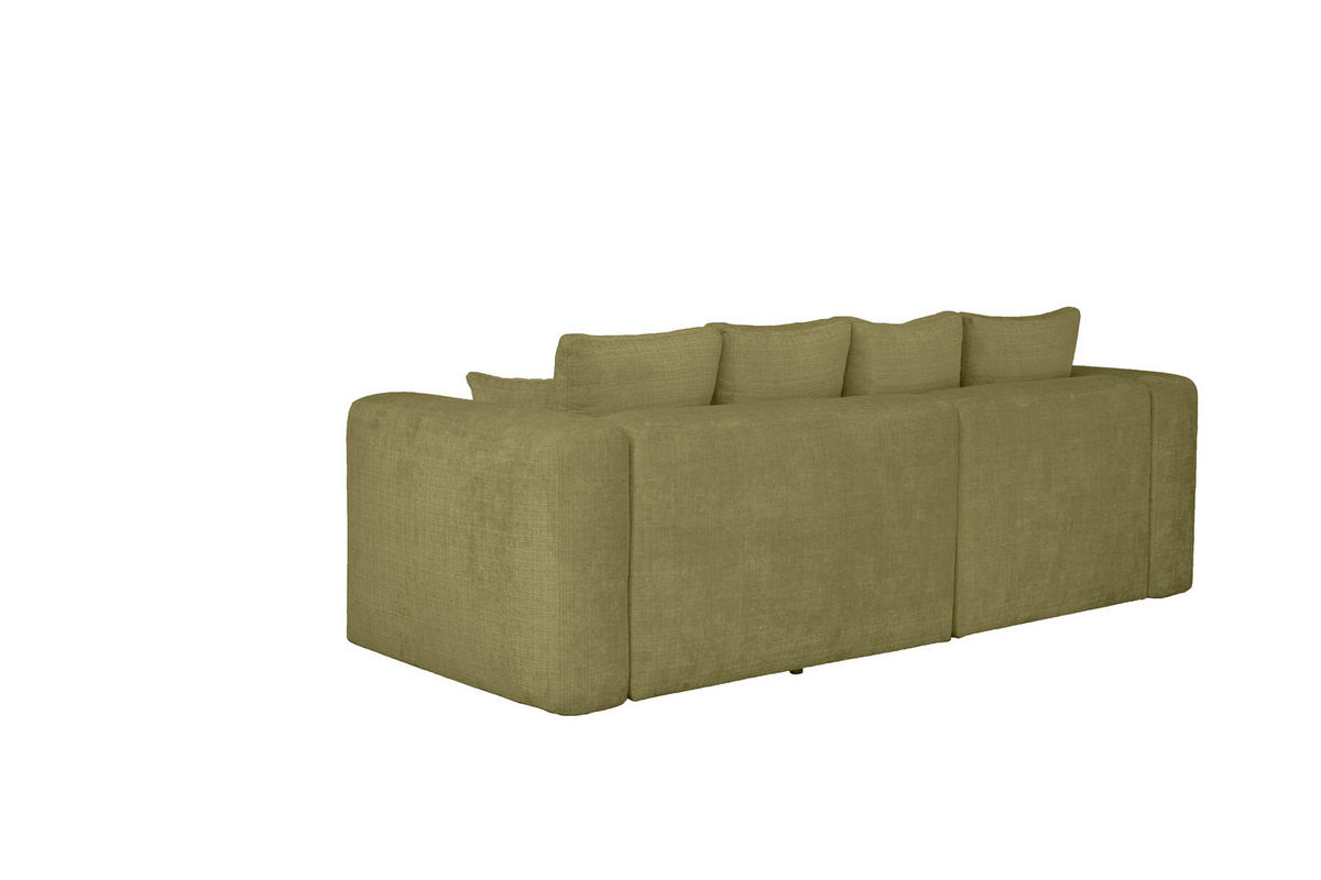 ECKSOFA Olivgrün Chenille Zierkissen, Rückenkissen, Rücken echt  - Schwarz/Olivgrün, MODERN, Kunststoff/Textil (188/276cm) - Milino