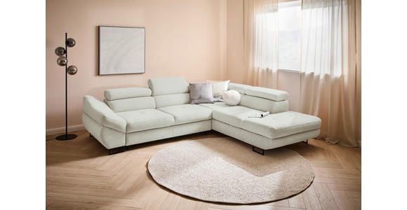 ECKSOFA in Webstoff Creme  - Creme/Schwarz, Design, Textil/Metall (280/235cm) - Hom`in