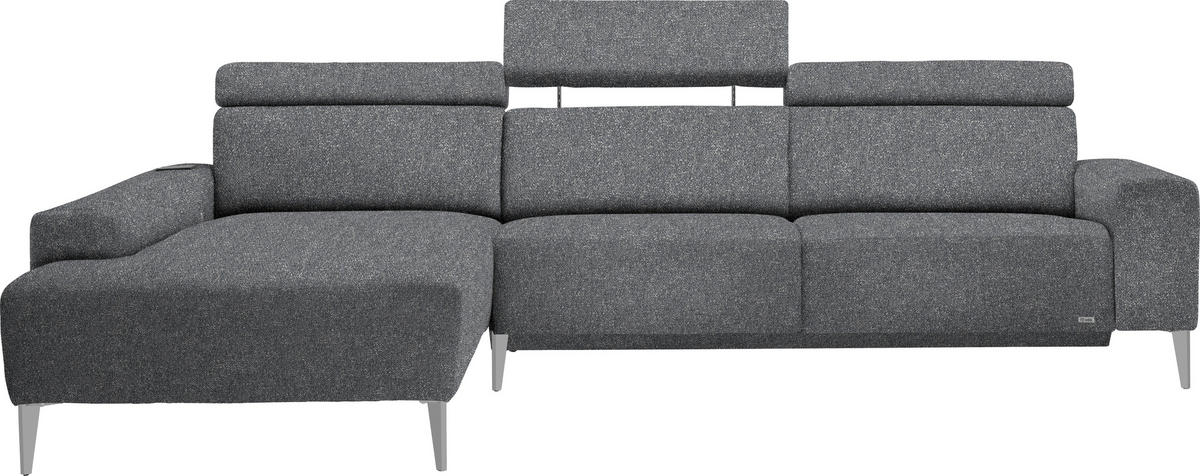 ECKSOFA  in Mikrovelours Grau  205/288 cm  - Alufarben/Naturfarben, Design, Textil (205/288cm) - Sedda