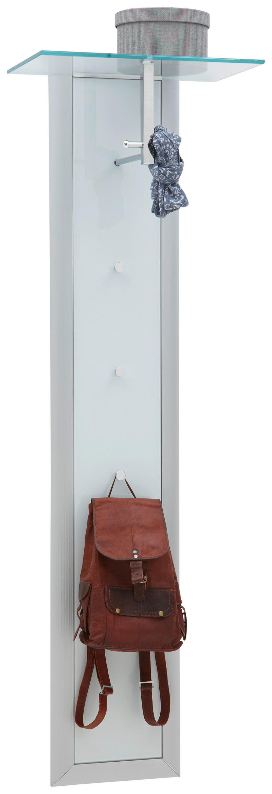 GARDEROBENPANEEL in 52/170/35 cm - Weiss/Alufarben, Design, Glas/Metall (52/170/35cm) - Dieter Knoll