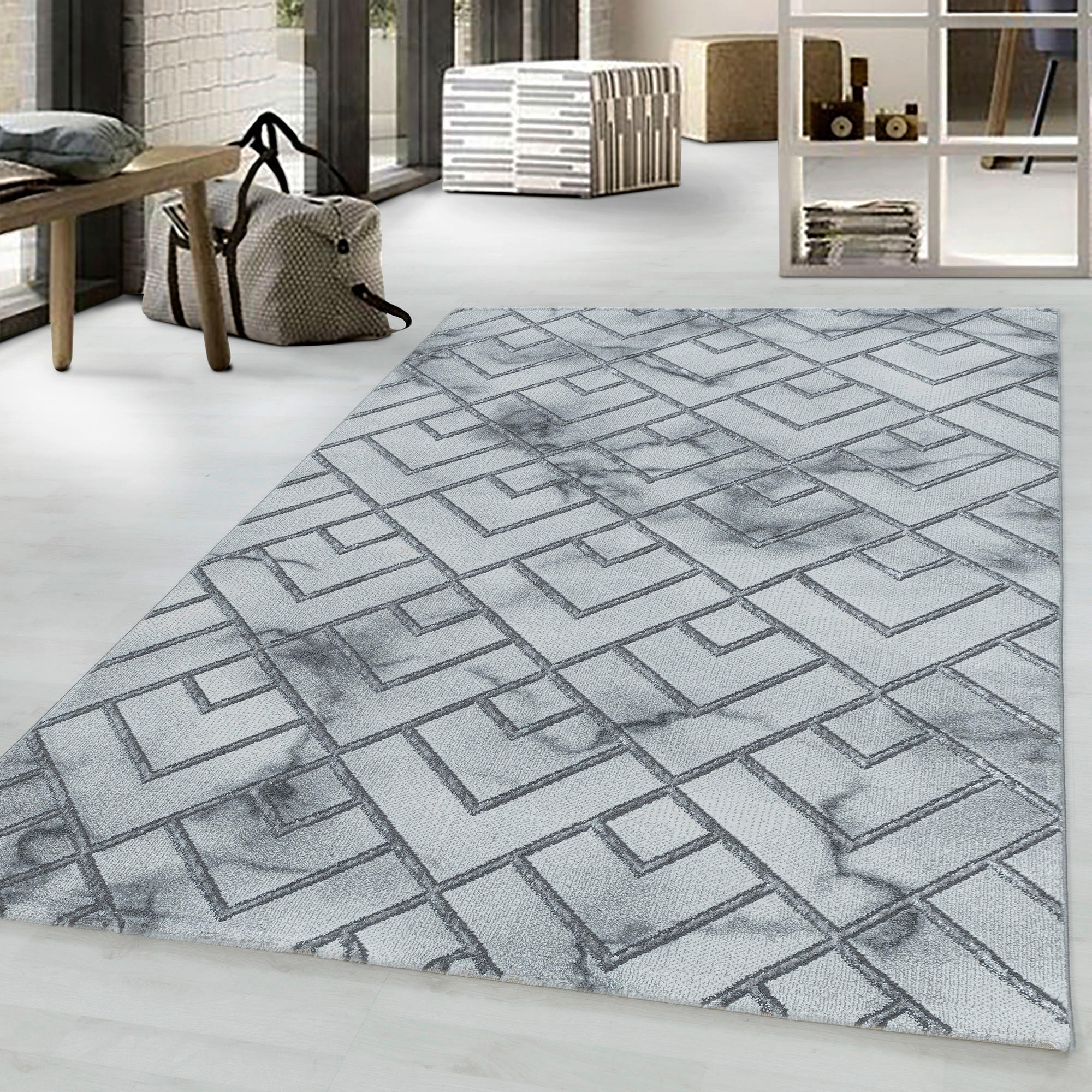 WEBTEPPICH 160/230 cm Naxos 3813 silber Silberfarben  - Silberfarben, Design, Textil (160/230cm) - Novel