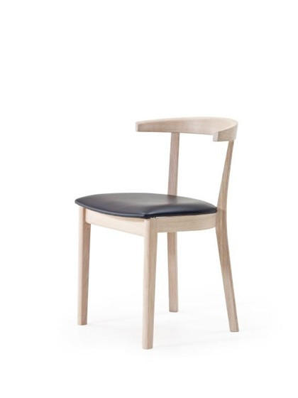 STOL  läderutbud, tygutbud  äkta läder  svart, ek Bianco  - ek Bianco/svart, Lifestyle, läder/trä (52/75/52cm) - Skovby