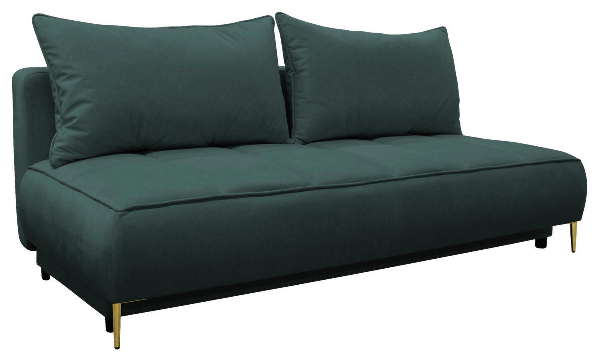 SCHLAFSOFA in Velours Blau  - Blau/Goldfarben, Design, Textil/Metall (200/90/97cm) - MID.YOU