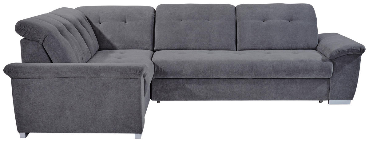ECKSOFA Dunkelgrau  - Dunkelgrau/Silberfarben, Design, Kunststoff/Textil (206/285cm) - Livetastic