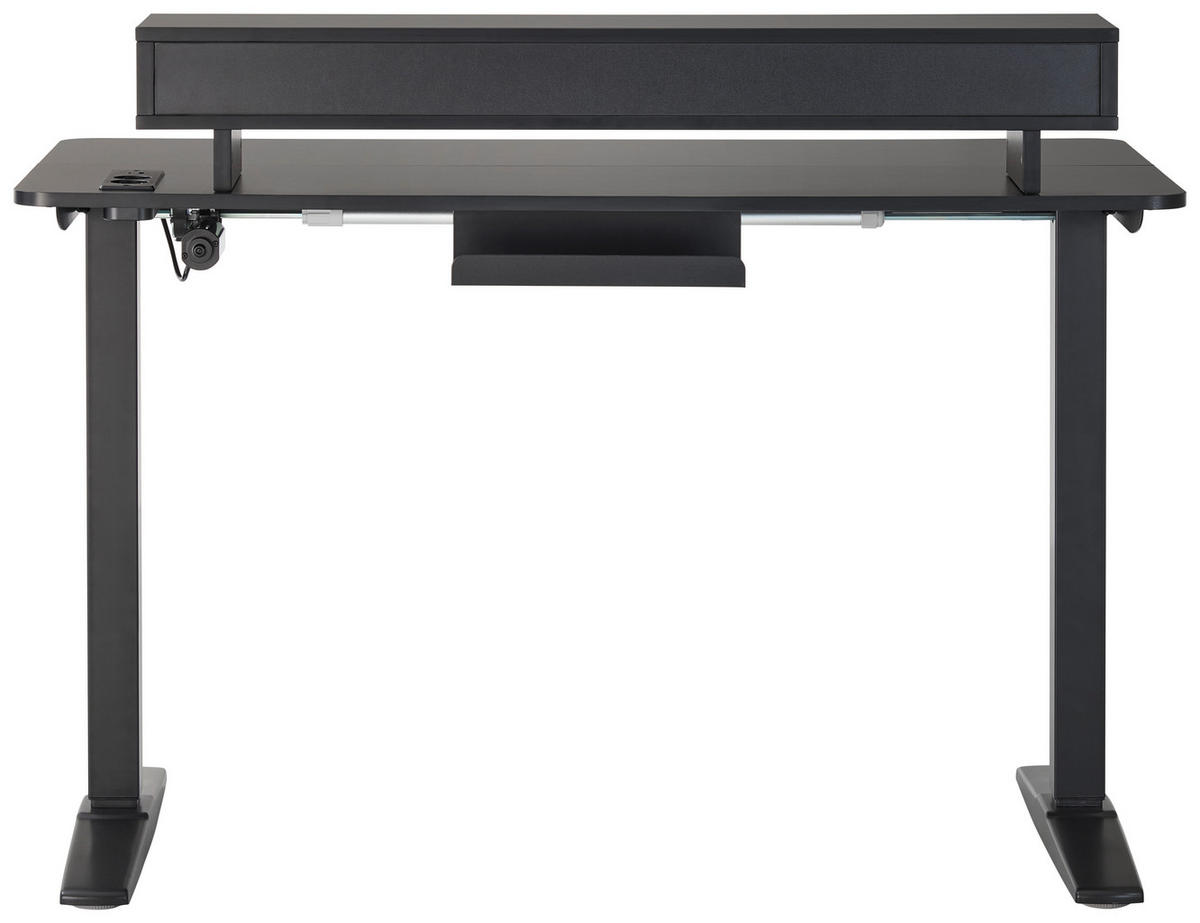 GAMING-TISCH Schwarz  - Schwarz, Modern, Holzwerkstoff/Kunststoff (120/75/120/60cm) - MID.YOU