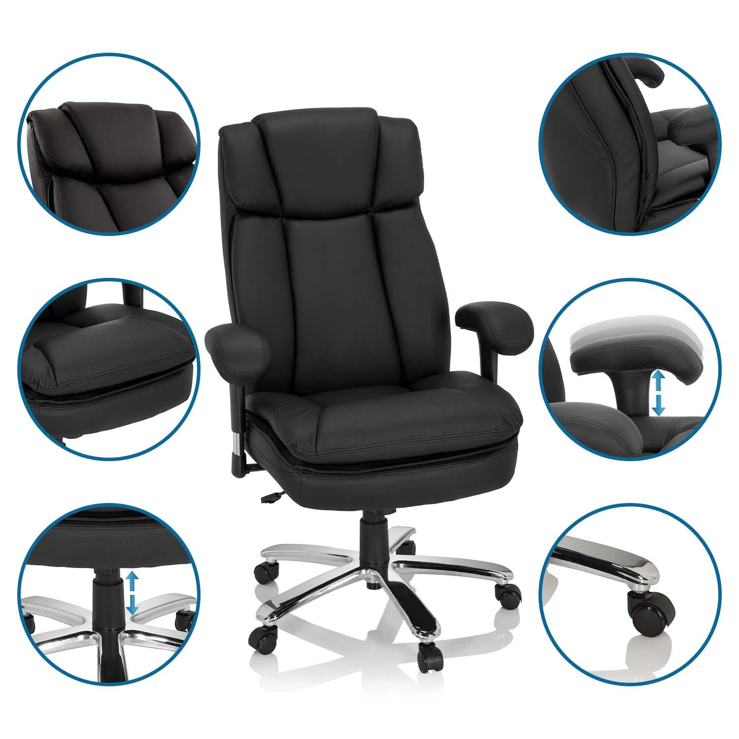 Thumbnail - Mid.you Chefsessel, Schwarz, Textil, Drehkreuz, 77x123x84 cm, Wippmechanik mit Härtegradeinstellung, Arbeitszimmer, Büro...