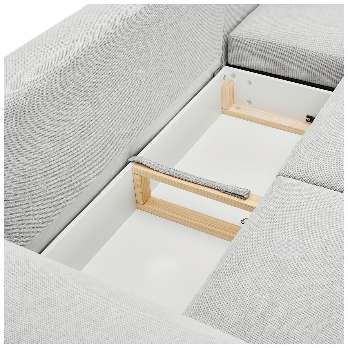 ECKSOFA in Webstoff Creme  - Creme/Naturfarben, Konventionell, Holz/Textil (250/145cm) - MID.YOU