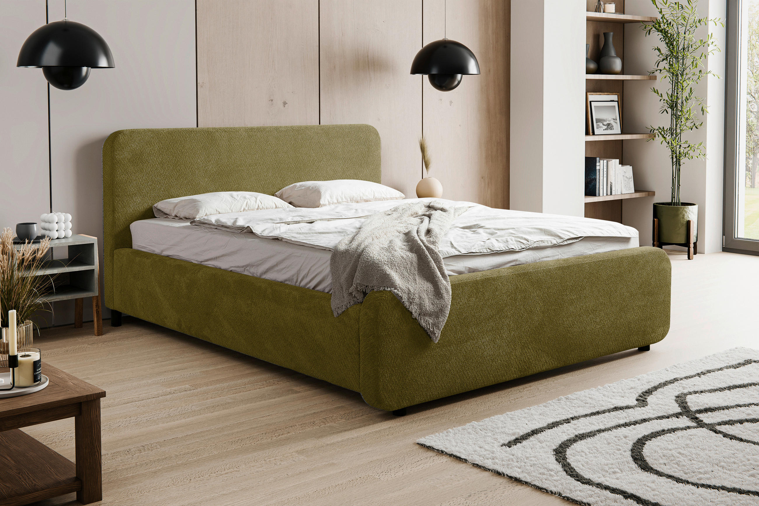 Pat Tapițat, 160/200 cm, verde