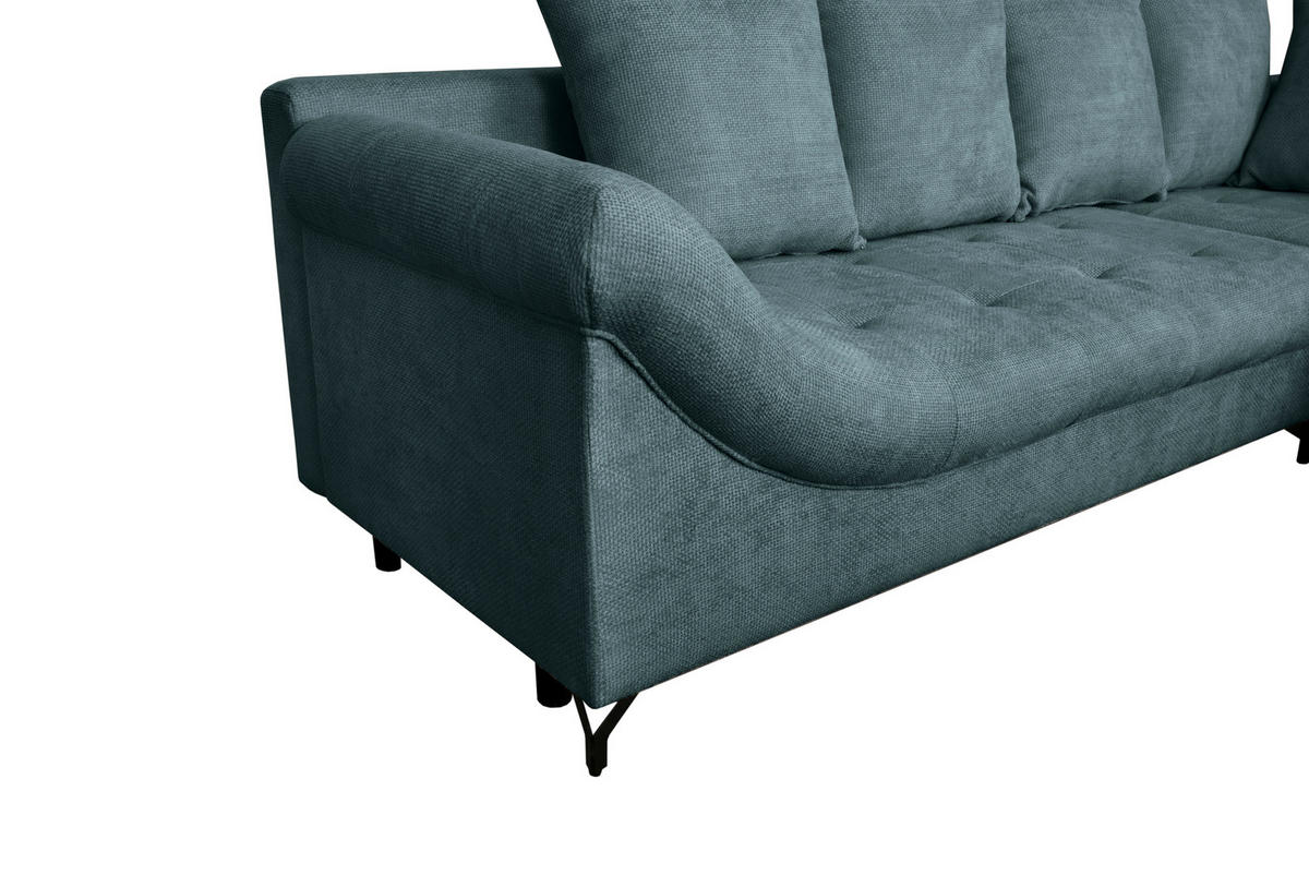 ECKSOFA Blau Struktur  - Blau/Schwarz, KONVENTIONELL, Textil/Metall (274/194cm) - Carryhome