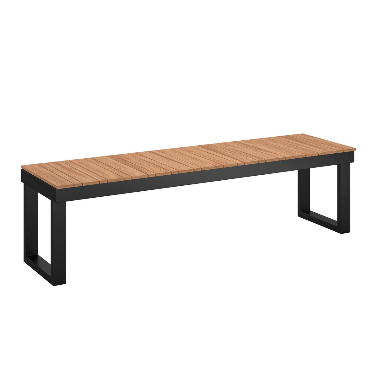 GARTENBANK 160/45/46 cm  in Schwarz, Teakfarben  - Schwarz/Teakfarben, MODERN, Holz/Metall (160/45/46cm) - Ambia Garden