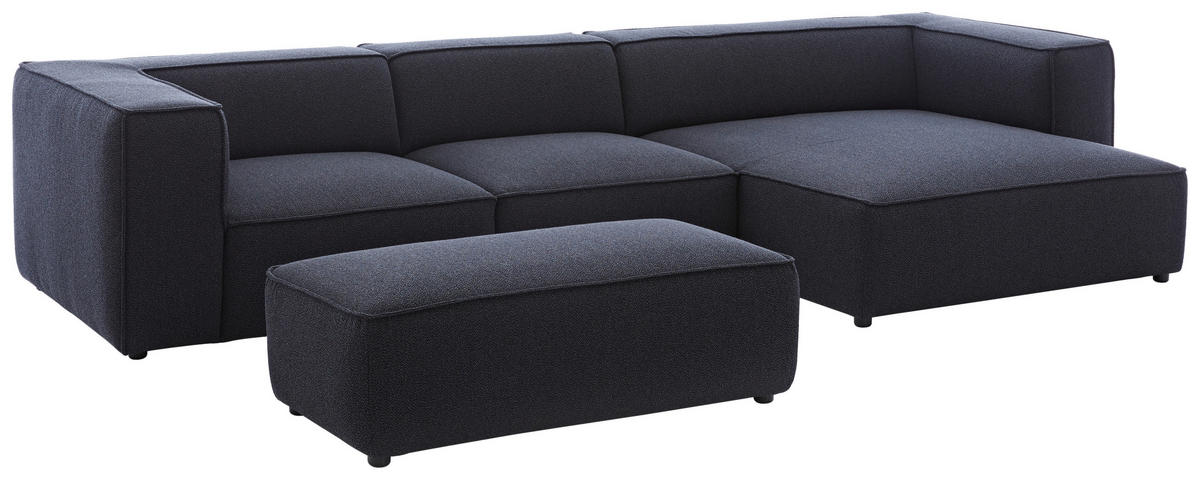 ECKSOFA in Flachgewebe Dunkelblau  - Schwarz/Dunkelblau, Design, Kunststoff/Textil (341/164cm) - W.Schillig