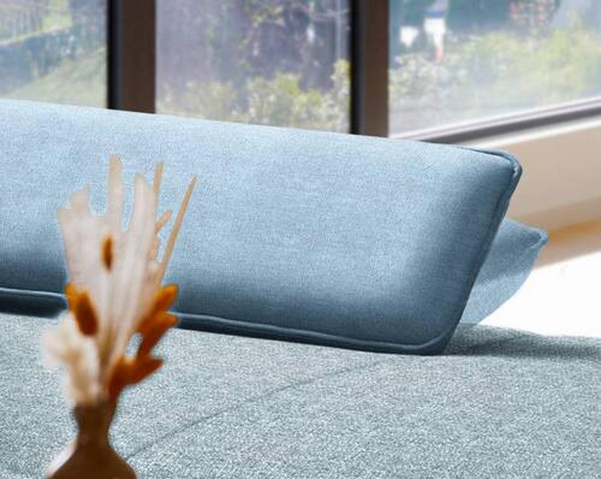 ECKSOFA in Flachgewebe Blau  - Blau/Schwarz, Design, Textil/Metall (301/191cm) - Moderano