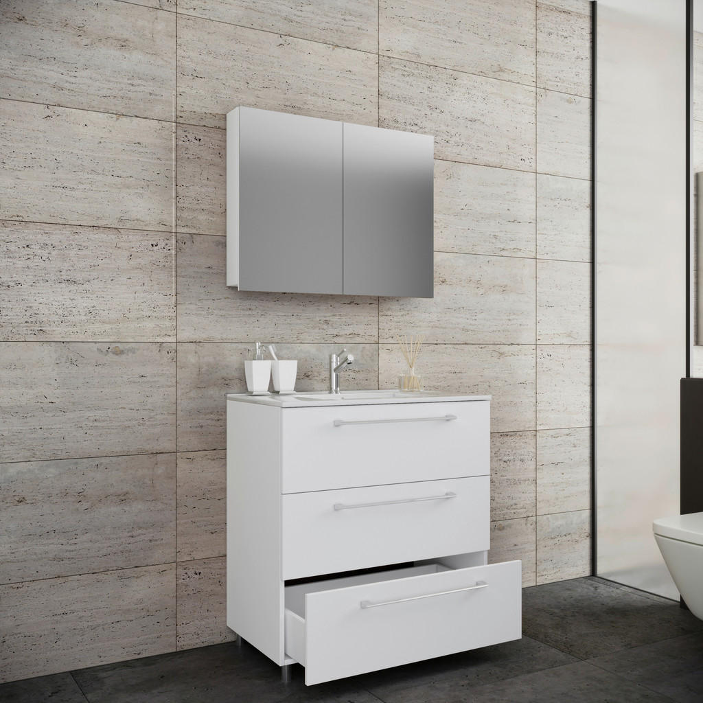 Thumbnail - Mid.you Badezimmer VCM Schubo, Weiß, Metall, 3-teilig, 3,3 Schubladen, 60 cm, stehend, Badezimmer, Badmöbelsets & Badmöb...