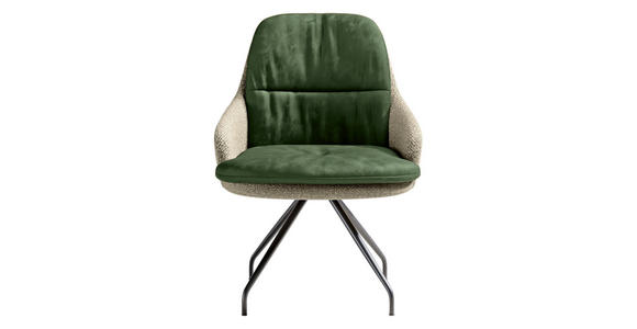 ARMLEHNSTUHL  Beinauswahl, Sitzfläche 360° drehbar, Stoff-/Lederauswahl Velours  Naturfarben, Graugrün  - Schwarz/Naturfarben, Design, Textil/Metall (60/86/66cm) - Dieter Knoll