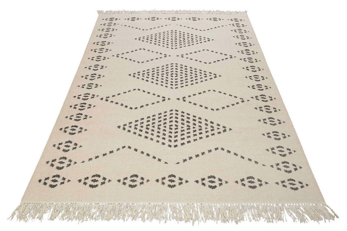 HANDWEBTEPPICH 80/150 cm Belmont Dunkelgrau, Beige rechteckig  - Dunkelgrau/Beige, Design, Textil (80/150cm)