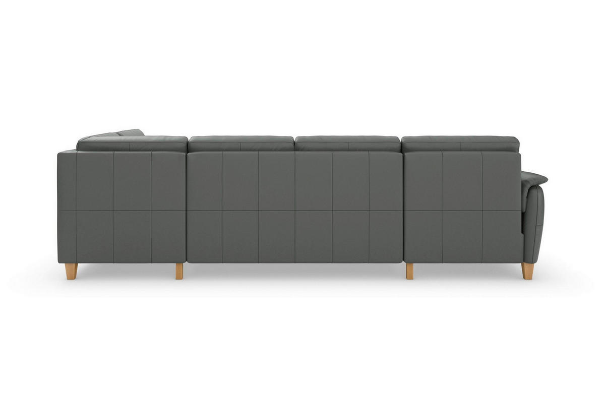 WOHNLANDSCHAFT PALMERA E in Echtleder Anthrazit  - Eichefarben/Anthrazit, Basics, Leder/Holz (163/308/212cm) - Sit & More