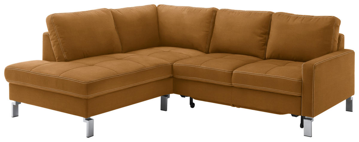 ECKSOFA in Mikrofaser Goldfarben  200/229 cm  - Chromfarben/Beige, Design, Textil/Metall (200/229cm) - Pure Home Lifestyle