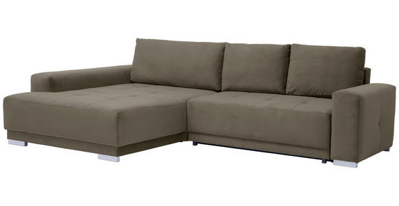 ECKSOFA inkl. Funktionen Braun Flachgewebe  - Silberfarben/Braun, Design, Holz/Textil (195/293cm) - Cantus