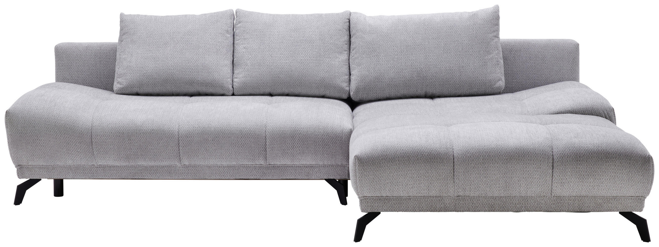 ECKSOFA in Chenille Grau  - Schwarz/Grau, Modern, Textil/Metall (290/182cm) - Hom`in