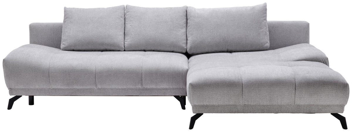 ECKSOFA in Chenille Grau  - Schwarz/Grau, Modern, Textil/Metall (290/182cm) - Hom`in