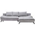 ECKSOFA in Chenille Grau  - Schwarz/Grau, MODERN, Textil/Metall (290/182cm) - Hom`in