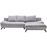 ECKSOFA in Chenille Grau  - Schwarz/Grau, MODERN, Textil/Metall (290/182cm) - Hom`in